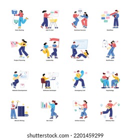 Collection of Business Management Flat Illustrations 

