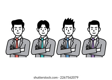 A collection of business men smiling and crossing their arms