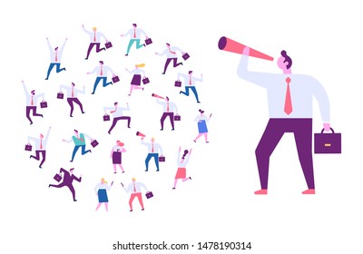 Collection of business people characters in different poses. Success, leadership. Business people running flat vector set. Business team competition.   Flat vector characters isolated on white.