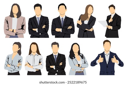 collection of business people half isolated 