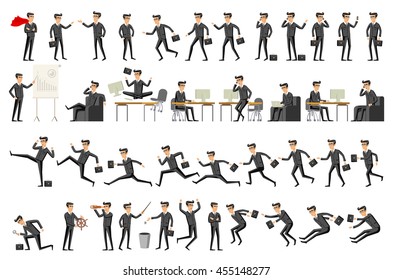 Collection of business people illustrations in different poses vector art