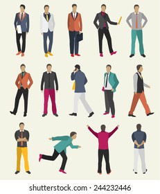 Collection Business people man design vector in different poses