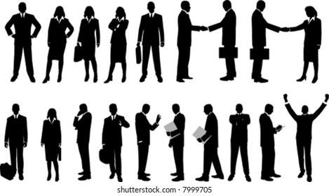 collection of business people in silhouette in different poses