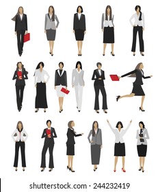 Collection Business people woman design vector in different poses