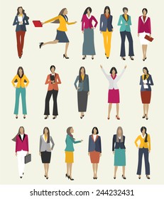 Collection Business people woman design vector in different poses