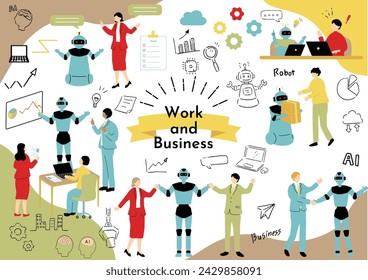 Collection of business scene illustrations