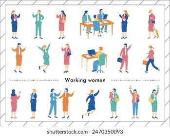 A collection of business scene materials featuring working women