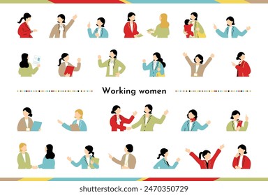 A collection of business scene materials featuring working women