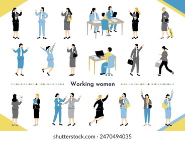 A collection of business scene materials featuring working women