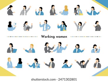 A collection of business scene materials featuring working women