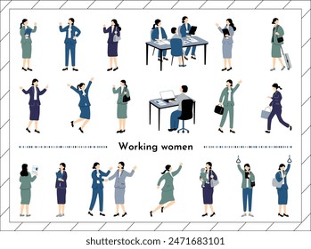 A collection of business scene materials featuring working women