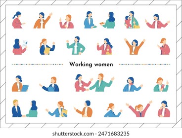 A collection of business scene materials featuring working women