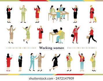 A collection of business scene materials featuring working women