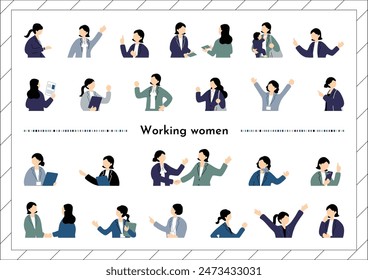 A collection of business scene materials featuring working women