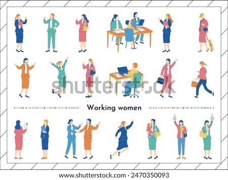 A collection of business scene materials featuring working women