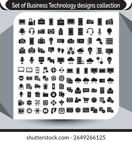 Collection of Business Technology Designs and Icons for Modern Digital World Applications and Graphic Design Projects