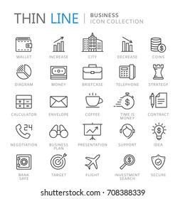 Collection of business thin line icons