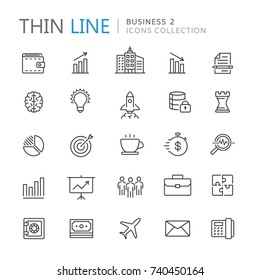 Collection of business thin line icons