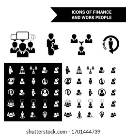 Collection of business and work people icons. Editable basic solid icons.