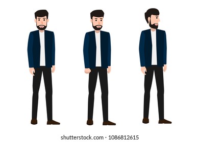 Collection of businessman character happy and working on isolated. Successful cartoon business character vector illustration.