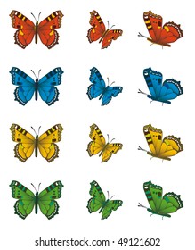 Collection of butterflies for design. Vector illustration