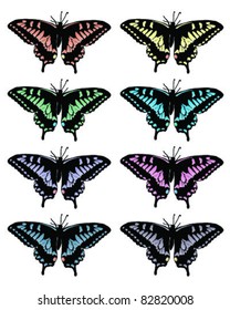 Collection of butterflies of different colors-vector