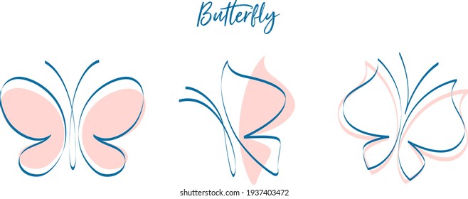 Collection of butterflies in different positions
