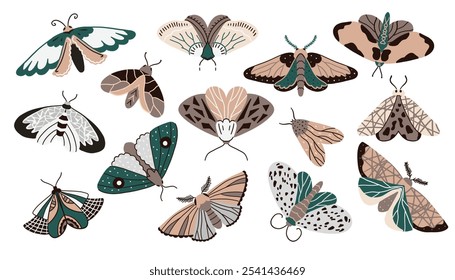 Collection of Butterflies icon. Colorful Butterflies clipart set. Party invitation, birthday celebration. Spring, summer decoration.Vector illustration isolated on white background