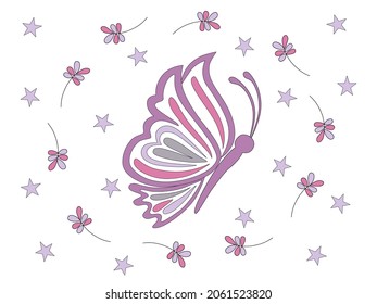 Collection of butterflies in pastel tones designed in doodle style for posters, cards, printed fabrics, t-shirts, fashions, mugs, backgrounds, templates, pillow patterns, bag patterns, diy and more 