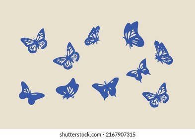 Colección de mariposas en diversos ángulos y poses