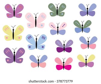 Collection of butterflies, vector illustration
