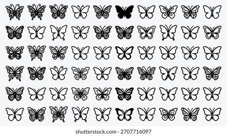 Colección de siluetas de contorno de mariposa en formato de Vector para proyectos creativos