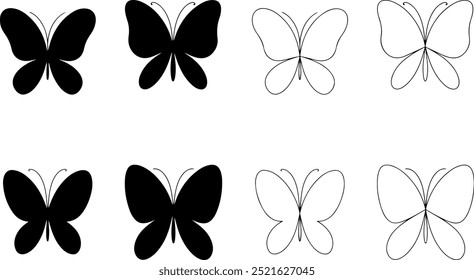 A collection of Butterfly outlines with drawn details.