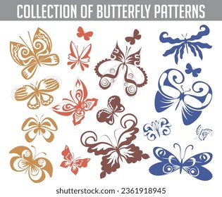 collection of butterfly patterns vector set