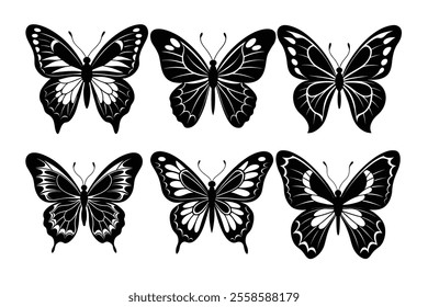 Collection of butterfly silhouette illustration