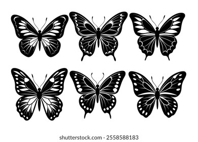 Collection of butterfly silhouette illustration