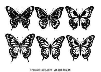 Collection of butterfly silhouette illustration