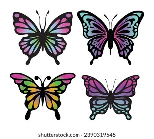 Collection of butterfly vector illustration. Set of butterfly files for cricut, sticker, or ornament.