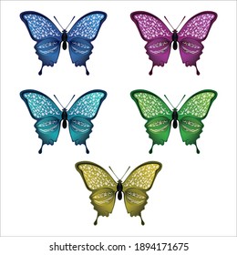 Collection of butterfly vector illustrations on a white background