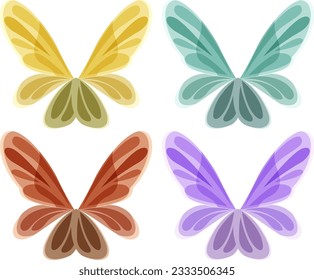 Colección de la ilustración del vector de alas de mariposa