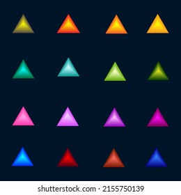 Collection of button click shiny icon element triangle for decorate abstract background template vector illustration