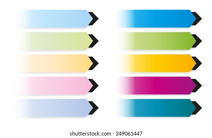 collection of buttons with black arrow, isolated