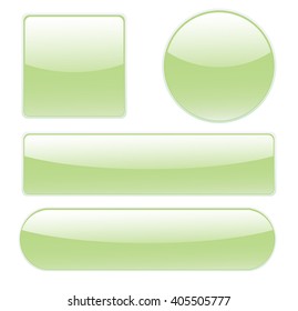 Collection of buttons in different shapes on white background. Vector art.