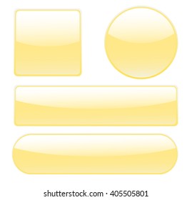 Collection of buttons in different shapes on white background. Vector art.