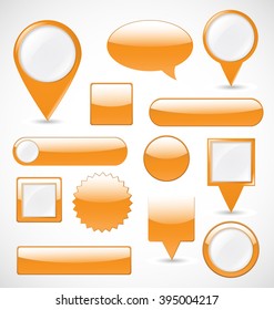 Collection of buttons in different shapes. Vector illustration.