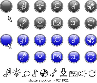 Collection of buttons. Vector illustration.