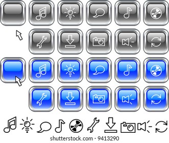 Collection of buttons. Vector illustration.
