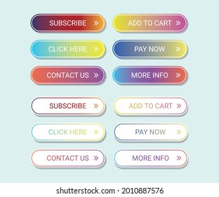 a collection of buttons for websites, with gradient colors and some buttons that can be changed