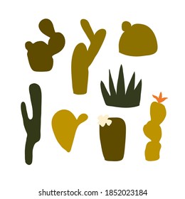 Collection of cacti. Modern vector illustration