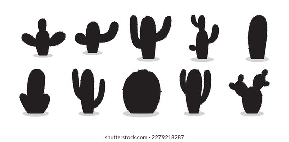 Collection of Cactus Plant silhouette Vector Designs